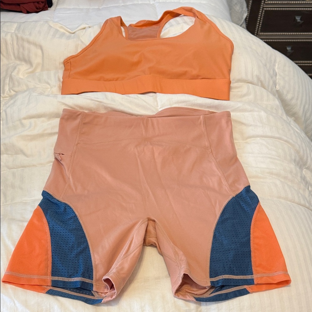 Fabletics Peach and Teal Activewear Set